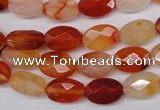 CAG1678 15.5 inches 8*12mm faceted oval red agate gemstone beads