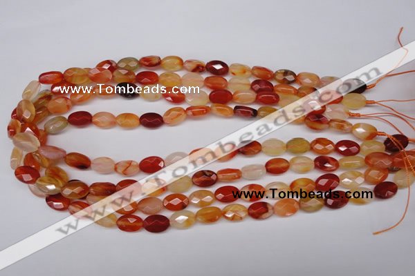 CAG1678 15.5 inches 8*12mm faceted oval red agate gemstone beads