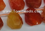 CAG1680 Top-drilled 15*18mm faceted nuggets red agate gemstone beads