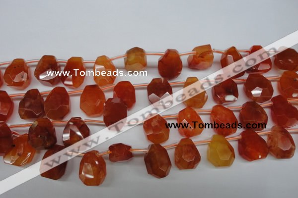 CAG1680 Top-drilled 15*18mm faceted nuggets red agate gemstone beads