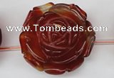 CAG1682 15.5 inches 38mm carved flower red agate gemstone beads