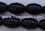 CAG1693 15.5 inches 15*20mm carved rice black agate beads