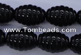 CAG1693 15.5 inches 15*20mm carved rice black agate beads