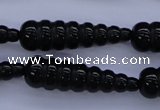 CAG1697 15.5 inches 10*35mm carved teardrop black agate beads