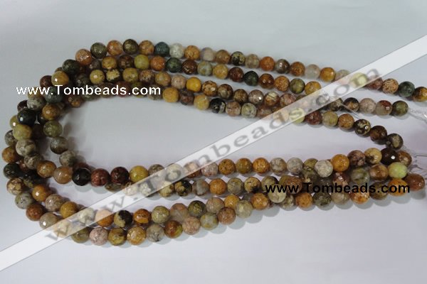 CAG1712 15.5 inches 8mm faceted round rainbow agate beads