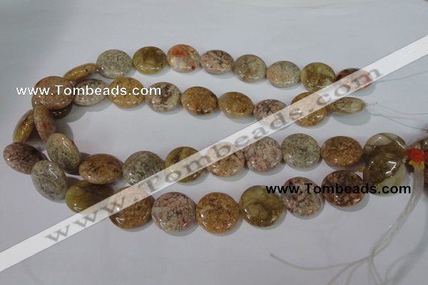 CAG1729 15.5 inches 20mm flat round rainbow agate beads wholesale