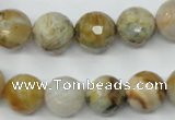 CAG1834 15.5 inches 12mm faceted round bamboo leaf agate beads