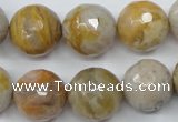 CAG1835 15.5 inches 16mm faceted round bamboo leaf agate beads