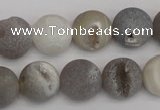 CAG1840 15.5 inches 14mm round matte druzy agate beads whholesale