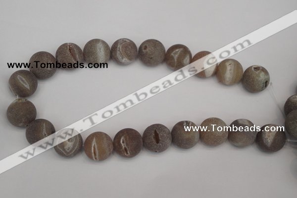 CAG1847 15.5 inches 20mm round matte druzy agate beads whholesale