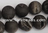 CAG1849 15.5 inches 16mm round matte druzy agate beads whholesale