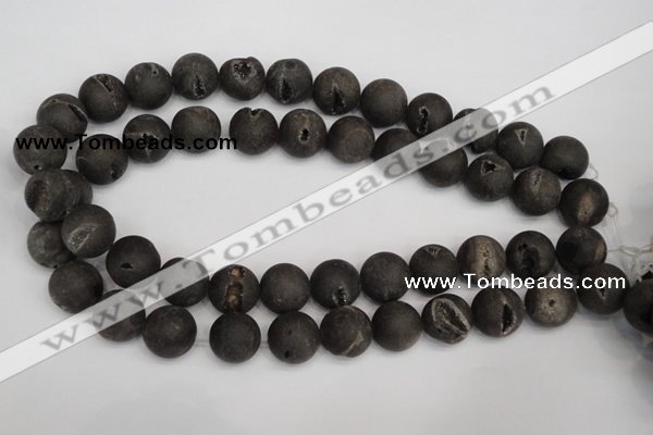 CAG1849 15.5 inches 16mm round matte druzy agate beads whholesale