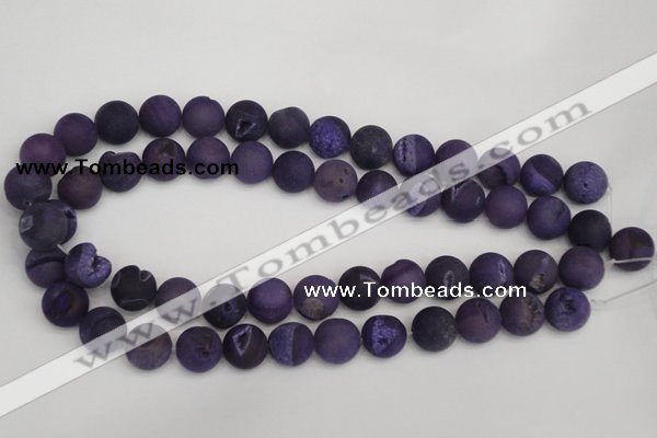 CAG1852 15.5 inches 14mm round matte druzy agate beads whholesale