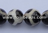 CAG1873 15.5 inches 12mm faceted round tibetan agate beads wholesale