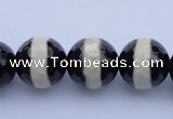 CAG1880 15.5 inches 10mm faceted round tibetan agate beads wholesale