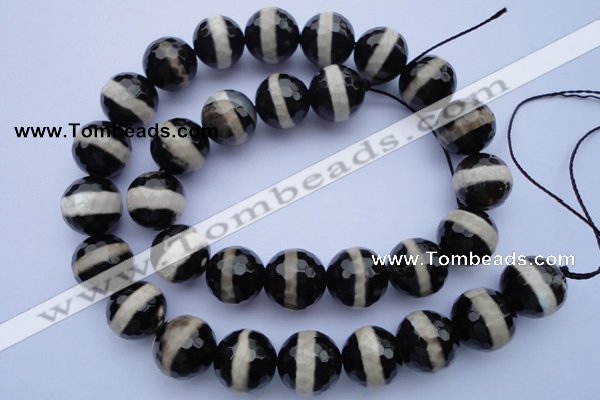 CAG1880 15.5 inches 10mm faceted round tibetan agate beads wholesale