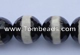 CAG1881 15.5 inches 12mm faceted round tibetan agate beads wholesale