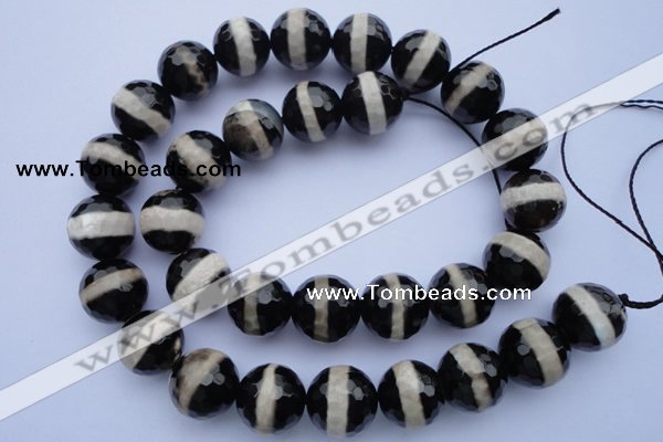 CAG1881 15.5 inches 12mm faceted round tibetan agate beads wholesale