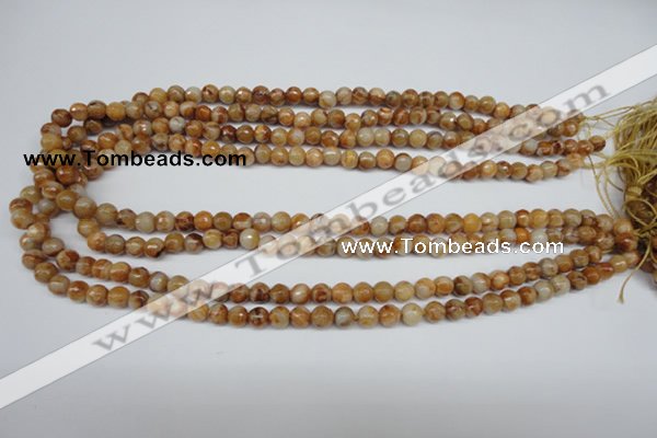 CAG1885 15.5 inches 6mm faceted round lemon crazy lace agate beads