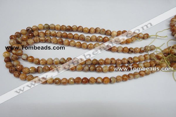 CAG1886 15.5 inches 8mm faceted round lemon crazy lace agate beads