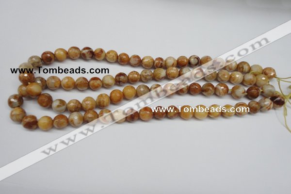 CAG1887 15.5 inches 10mm faceted round lemon crazy lace agate beads