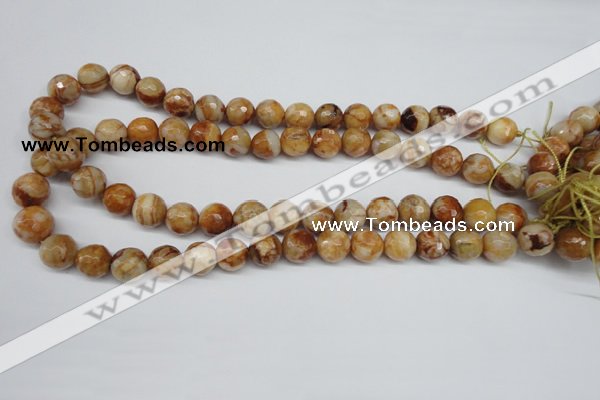 CAG1888 15.5 inches 12mm faceted round lemon crazy lace agate beads