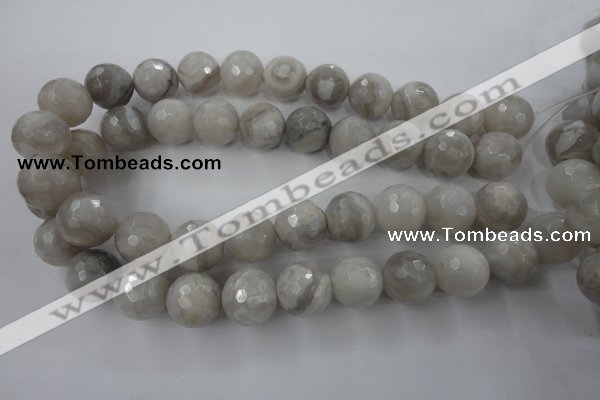 CAG1910 15.5 inches 18mm faceted round grey agate beads wholesale