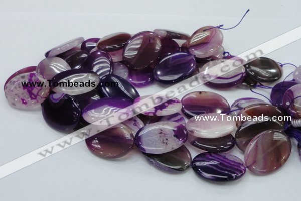 CAG202 15.5 inches 25*35mm oval purple agate gemstone beads