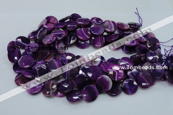 CAG203 15.5 inches 20mm faceted coin purple agate gemstone beads