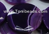 CAG205 15.5 inches 50mm faceted coin purple agate gemstone beads