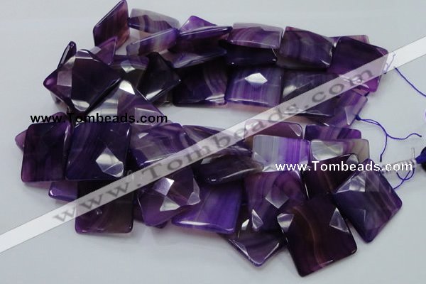 CAG207 15.5 inches 30*30mm faceted square purple agate beads