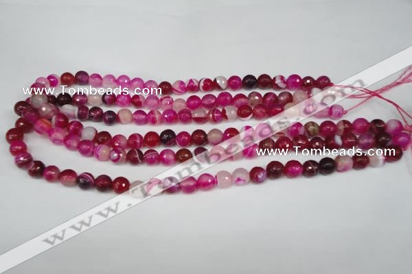 CAG2085 15.5 inches 6mm faceted round fuchsia line agate beads