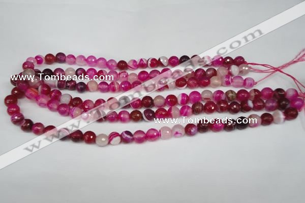 CAG2086 15.5 inches 8mm faceted round fuchsia line agate beads