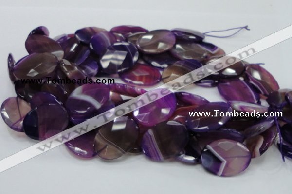 CAG209 15.5 inches 22*30mm faceted oval purple agate gemstone beads