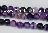 CAG2095 15.5 inches 8mm faceted round purple line agate beads