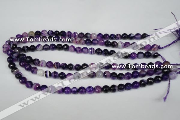 CAG2095 15.5 inches 8mm faceted round purple line agate beads