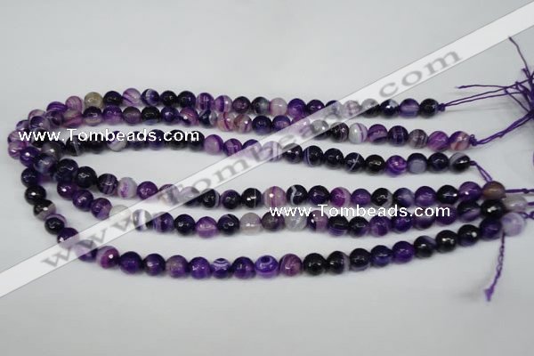 CAG2096 15.5 inches 10mm faceted round purple line agate beads