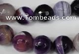 CAG2098 15.5 inches 14mm faceted round purple line agate beads