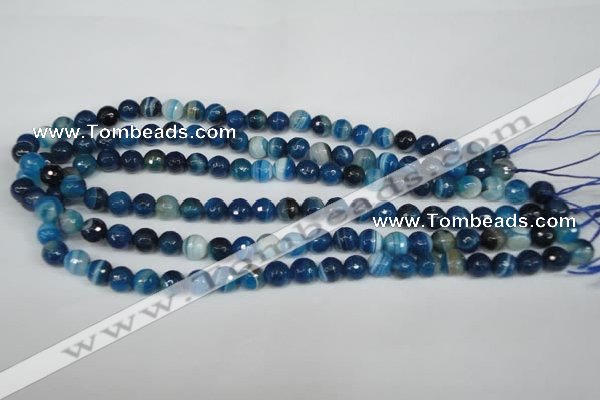 CAG2103 15.5 inches 6mm faceted round blue line agate beads