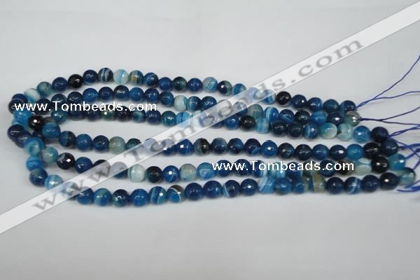 CAG2104 15.5 inches 8mm faceted round blue line agate beads