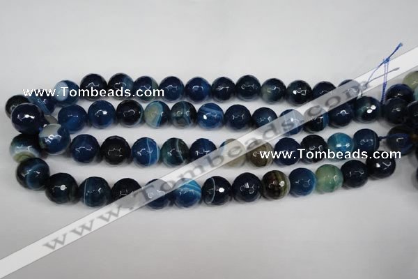 CAG2106 15.5 inches 12mm faceted round blue line agate beads