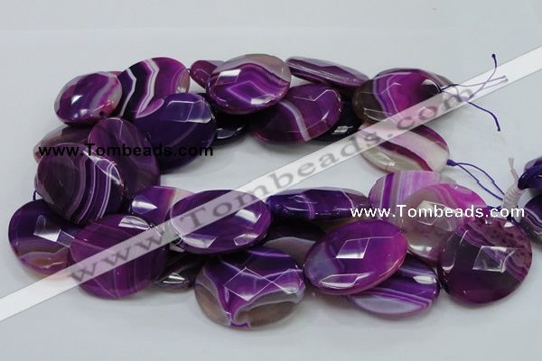 CAG211 15.5 inches 30*40mm faceted oval purple agate gemstone beads