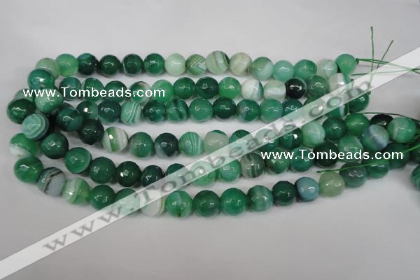 CAG2114 15.5 inches 10mm faceted round green line agate beads