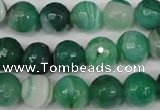 CAG2115 15.5 inches 12mm faceted round green line agate beads