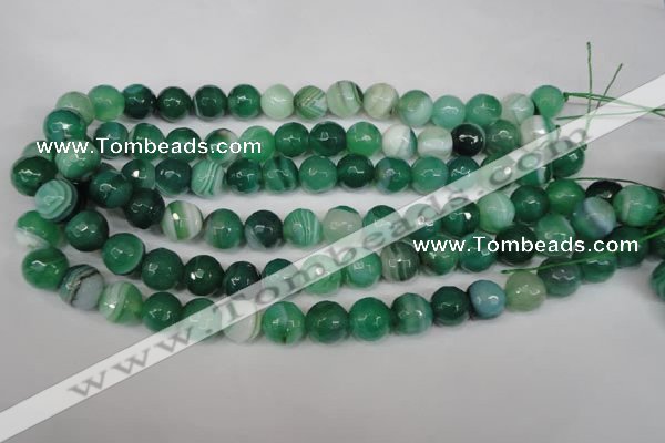 CAG2115 15.5 inches 12mm faceted round green line agate beads