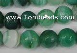 CAG2116 15.5 inches 14mm faceted round green line agate beads