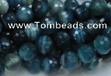 CAG214 15.5 inches 8mm faceted round blue agate gemstone beads