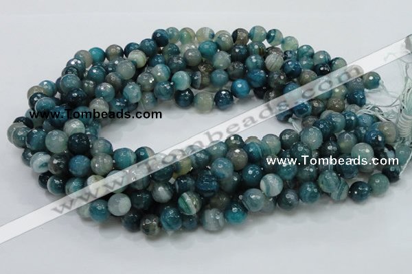 CAG215 15.5 inches 10mm faceted round blue agate gemstone beads