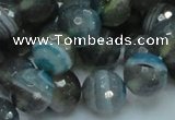 CAG216 15.5 inches 12mm faceted round blue agate gemstone beads