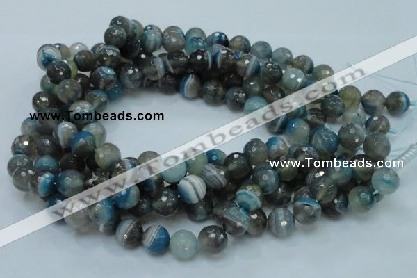 CAG216 15.5 inches 12mm faceted round blue agate gemstone beads